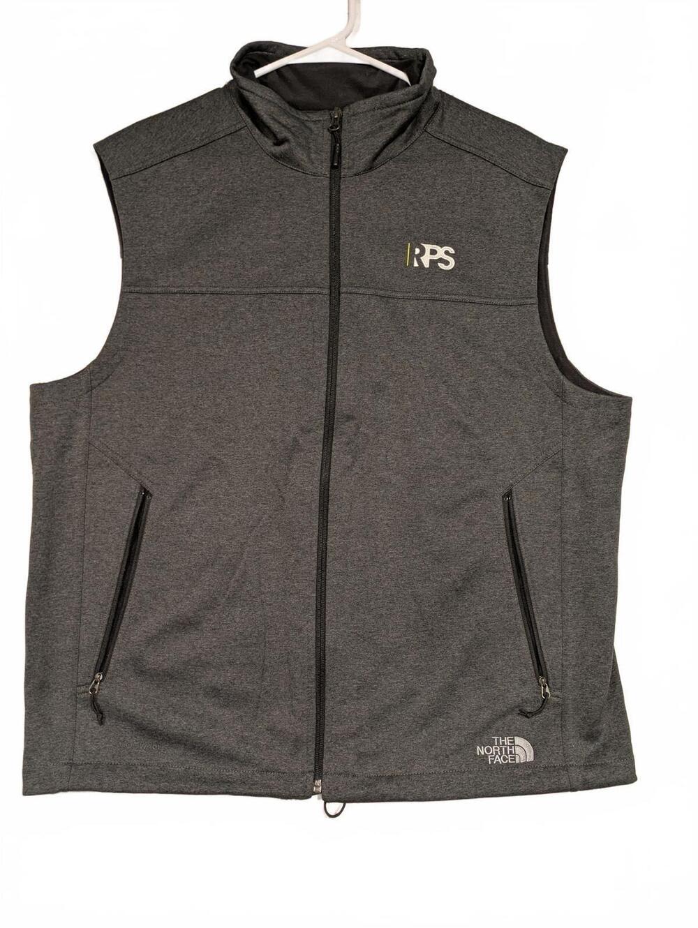 The North Face Gray Softshell Fleece Lined Full Zip Vest Outdoor Hiking Mens XL